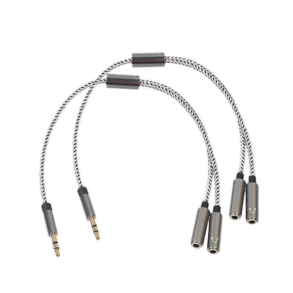Stück 3,5-mm-audio-splitterkabel, Klinkenstecker (männlich) Auf 2 Buchsen, Kopfhörer-verlängerungskabel, Kopfhörer-mikrofon-adapter Mit Gewebtem Netzgewebe Für Telefone (grau)