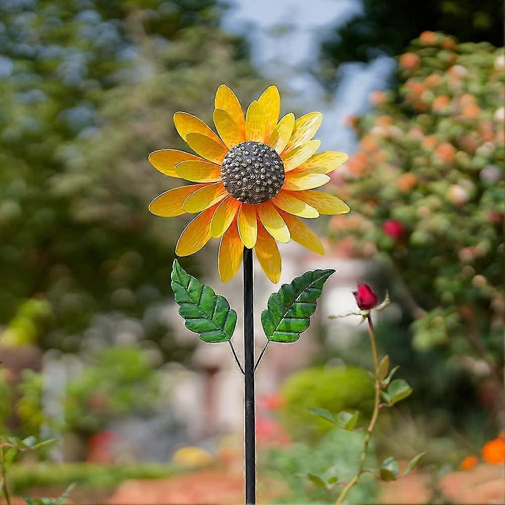 Sonnenblumen-windspiel, 142 Cm Großes Metall-windspiel Mit Erdspieß, Windspiel Für Garten, Terrasse Und Rasen