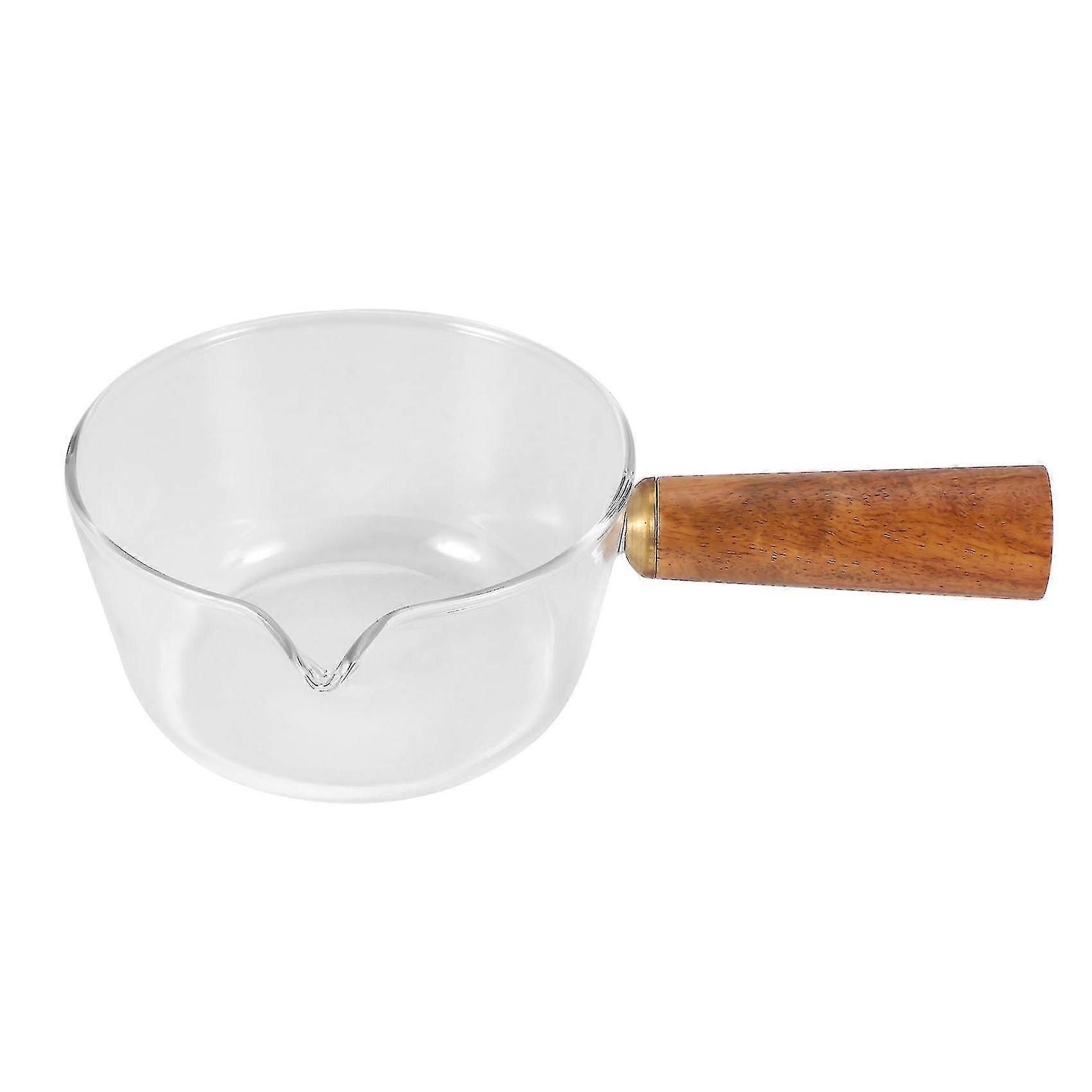 Glasmilchtopf Mit Holzgriff, 400 Ml, Kochtopf, Geeignet Für Salate, Nudeln, Gasherd