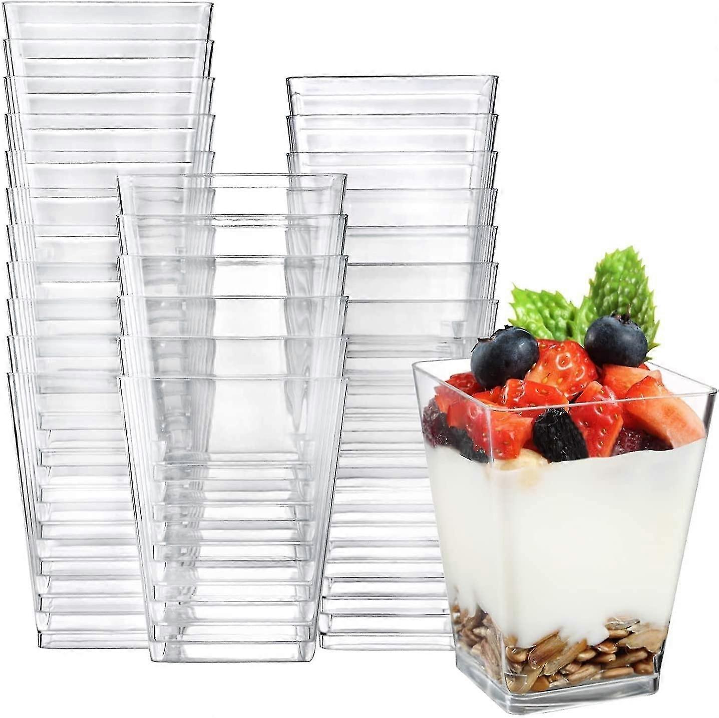 48 Mini-dessertbecher, 240 Ml, Quadratische Dessertbecher Aus Transparentem Kunststoff