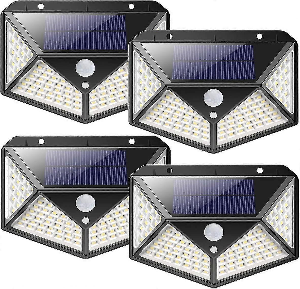 [leistungsstarke Version Der Solar-außenleuchte, 4er-pack] 100 Leds, 2200 Mah, Wasserdichte Außenbeleuchtung, 270-watt-solarleuchte, 180-watt-solarstrahler Mit Bewegungsmelder, Solar-wandleuchte