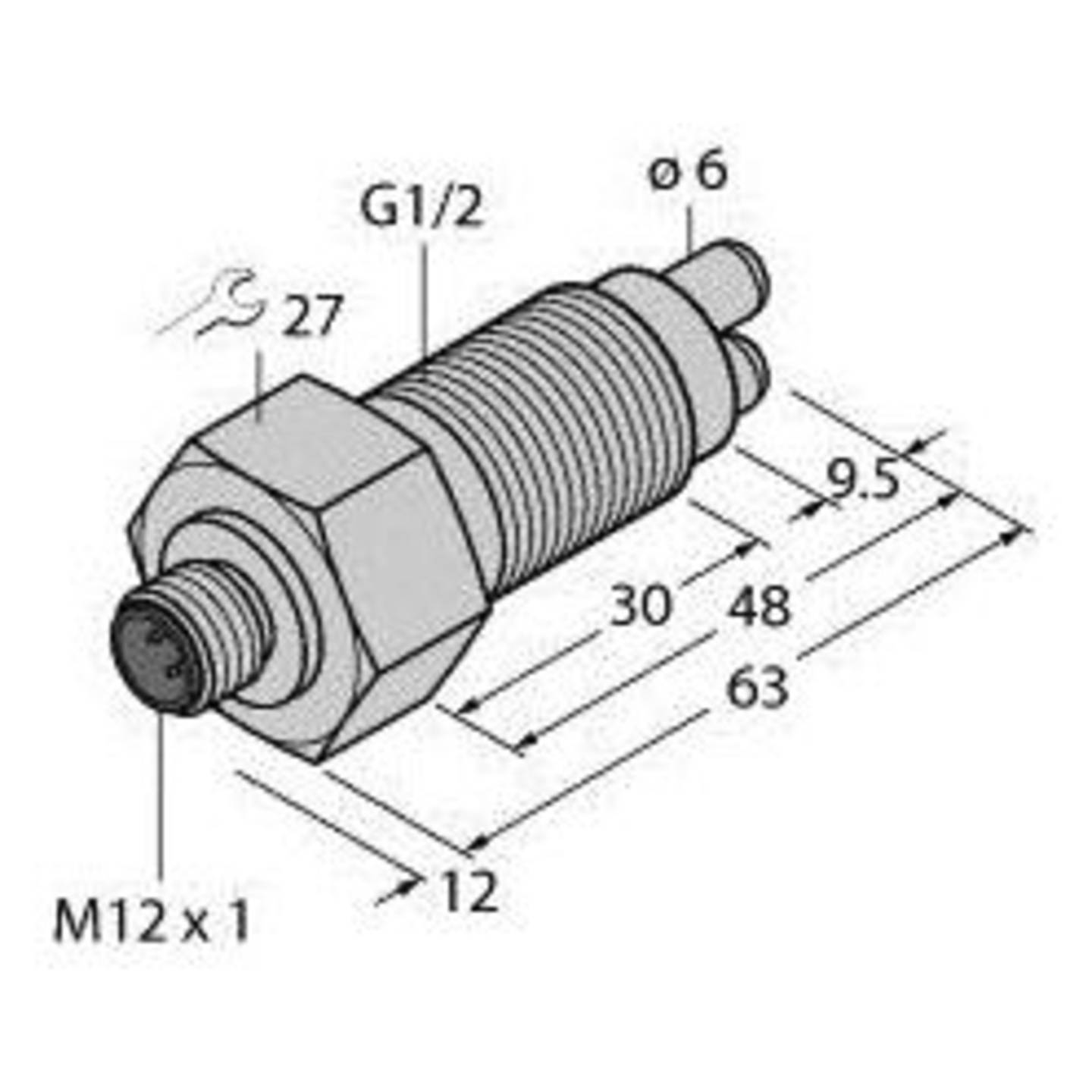 [gebraucht] B-ware Turck Eintauchsensor Sensor Strömungsüberwachung Steckanschluss Gas M12 4 Draht