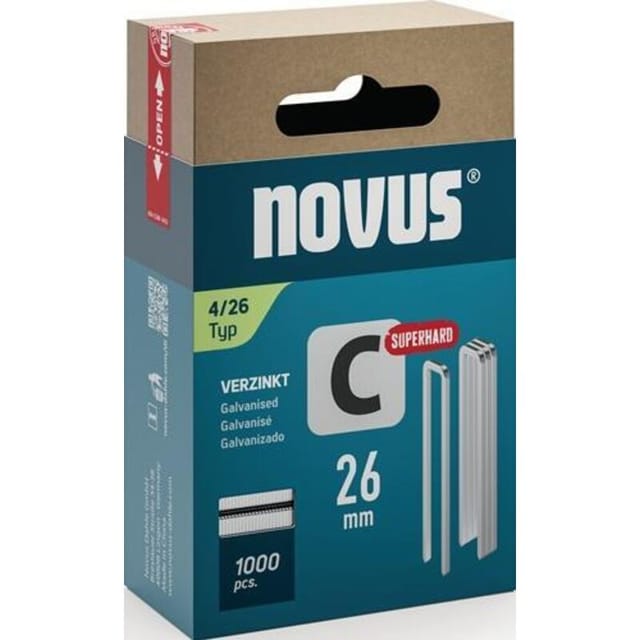 Novus - Schmalrückenklammer c Typ 4 Breite 6 mm Schenkellänge 26 mm Drahtbreite 1,1 mm