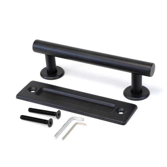 Emuca - Griff für Holzschiebetüren Pasadena, Länge 240 mm, 180 mm Achsenabstand, Stahl, Schwarz strukturiert