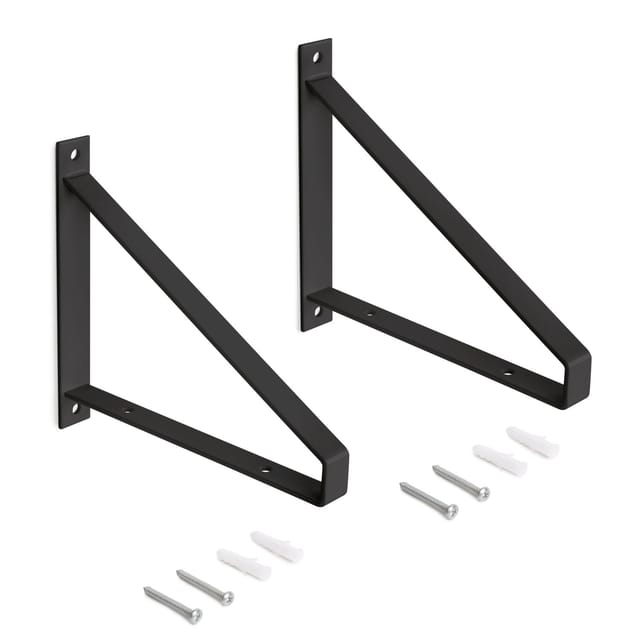 Emuca Satz träger-Set für Regale in Holz Shelf mit dreieckiger Form, Stahl, Schwarz