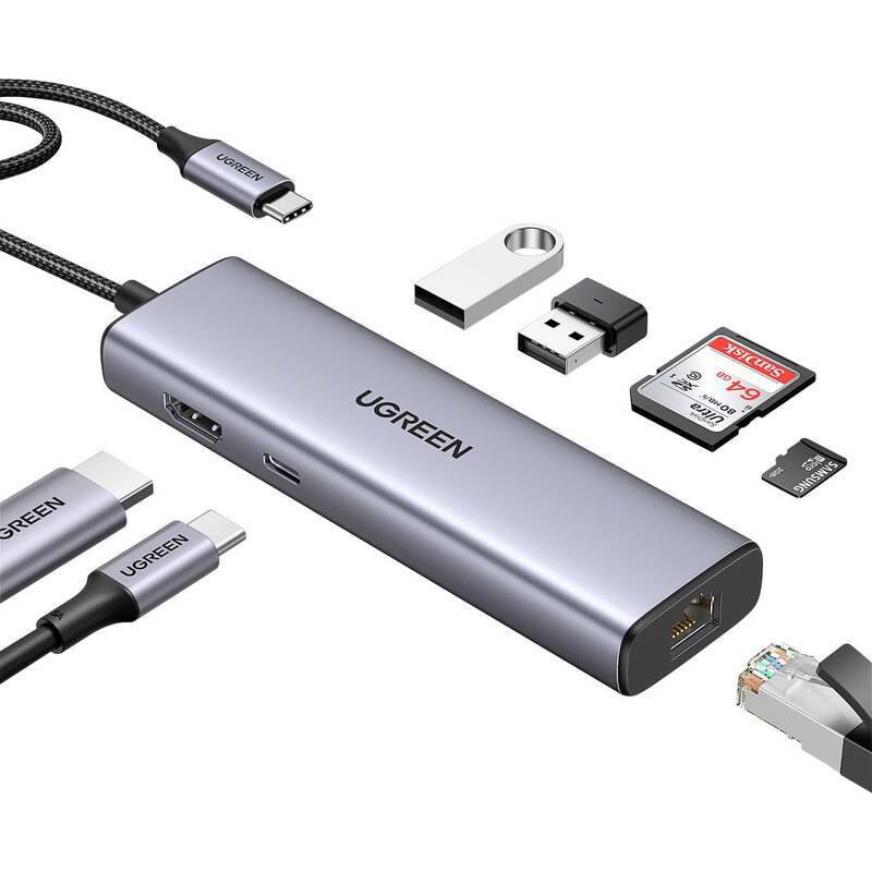 [neuwertig] B-ware Ugreen Usb-c Dockingstation 7-in-1 Hub Hdmi 4k Ladefunktion Grau Universal