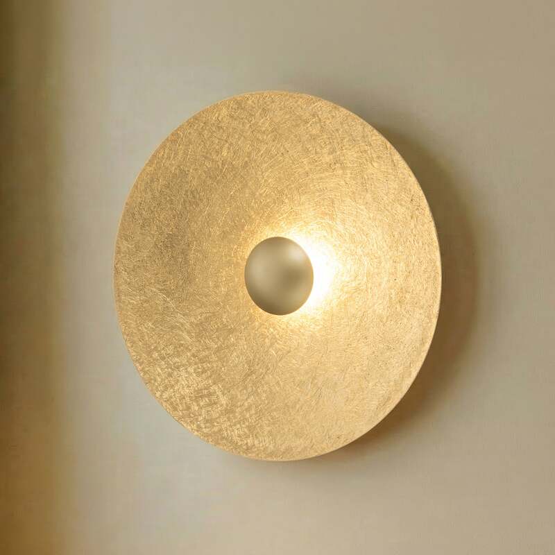 [gebraucht] B-ware Led Wandleuchte Sole M Goldfarbig Wandlampe Leuchte Stahl Ø65cm Warmweiß 3000k
