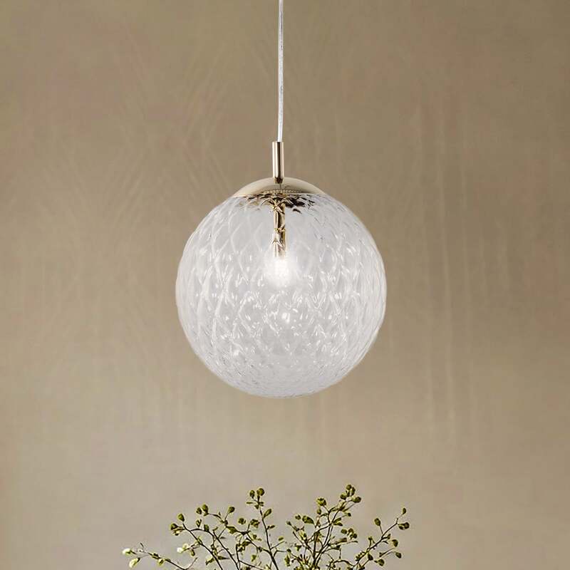 [neuwertig] B-ware Pendelleuchte Cadix Glas 30 Cm Einflammig Klar Gold Dimmbar Ip20 6 W G9