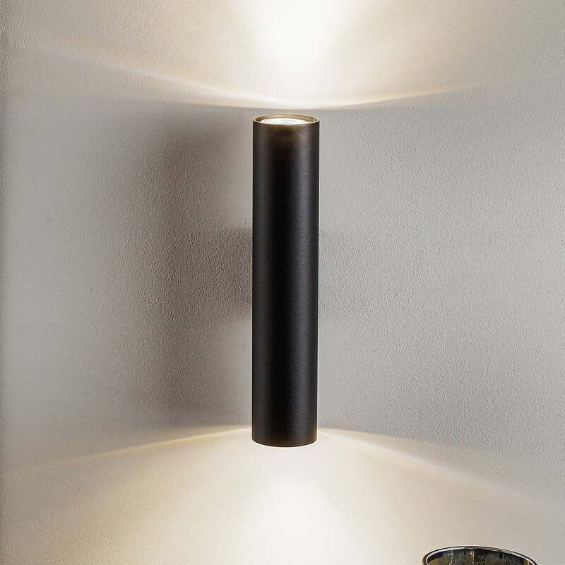 [gebraucht] B-ware Wandleuchte Tube Up/down Schwarz Led Wandlampe Dimmbar Stahl 30cm 2x40w Ip20