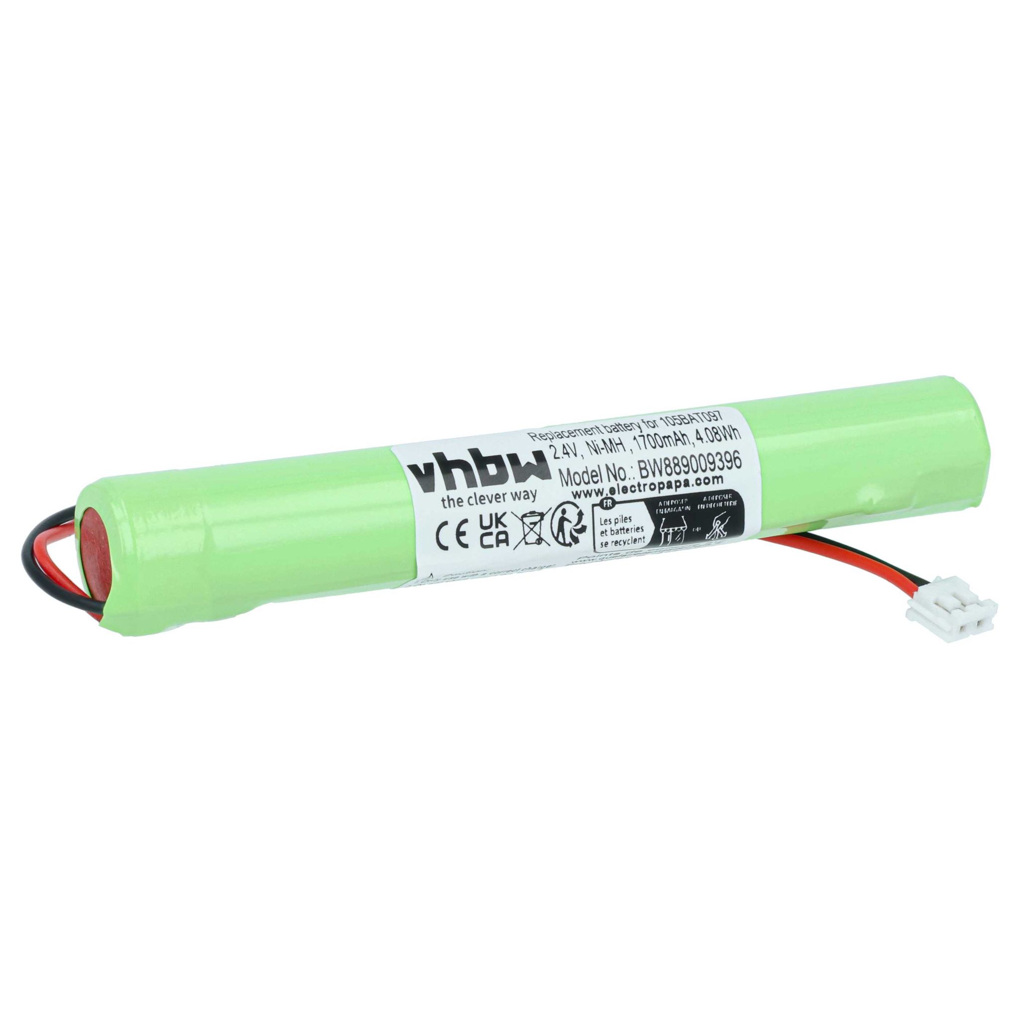 Vhbw Akku Kompatibel Mit Baes Kaufel 2 Krt 15/51 Fluchtweg, Notfallbeleuchtung (1700 Mah, 2,4 V, Nimh, Mit Kabel) Mit Anschluss-kabel
