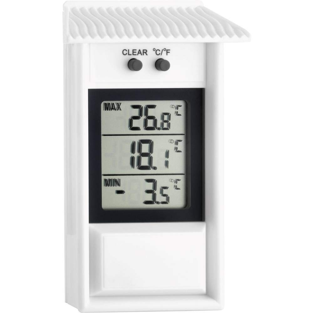 Digitales Thermometer Mit Maximal-/minimalanzeige, Wetterfest, Für Den Innen- Und Außenbereich, Weiß