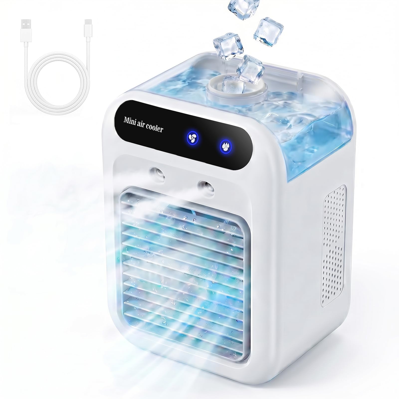 Tragbare Klimaanlage, Leises 4-in-1-gerät, 500-ml-luftkühler, Geeignet Für Büro Und Schlafzimmer (weiß)