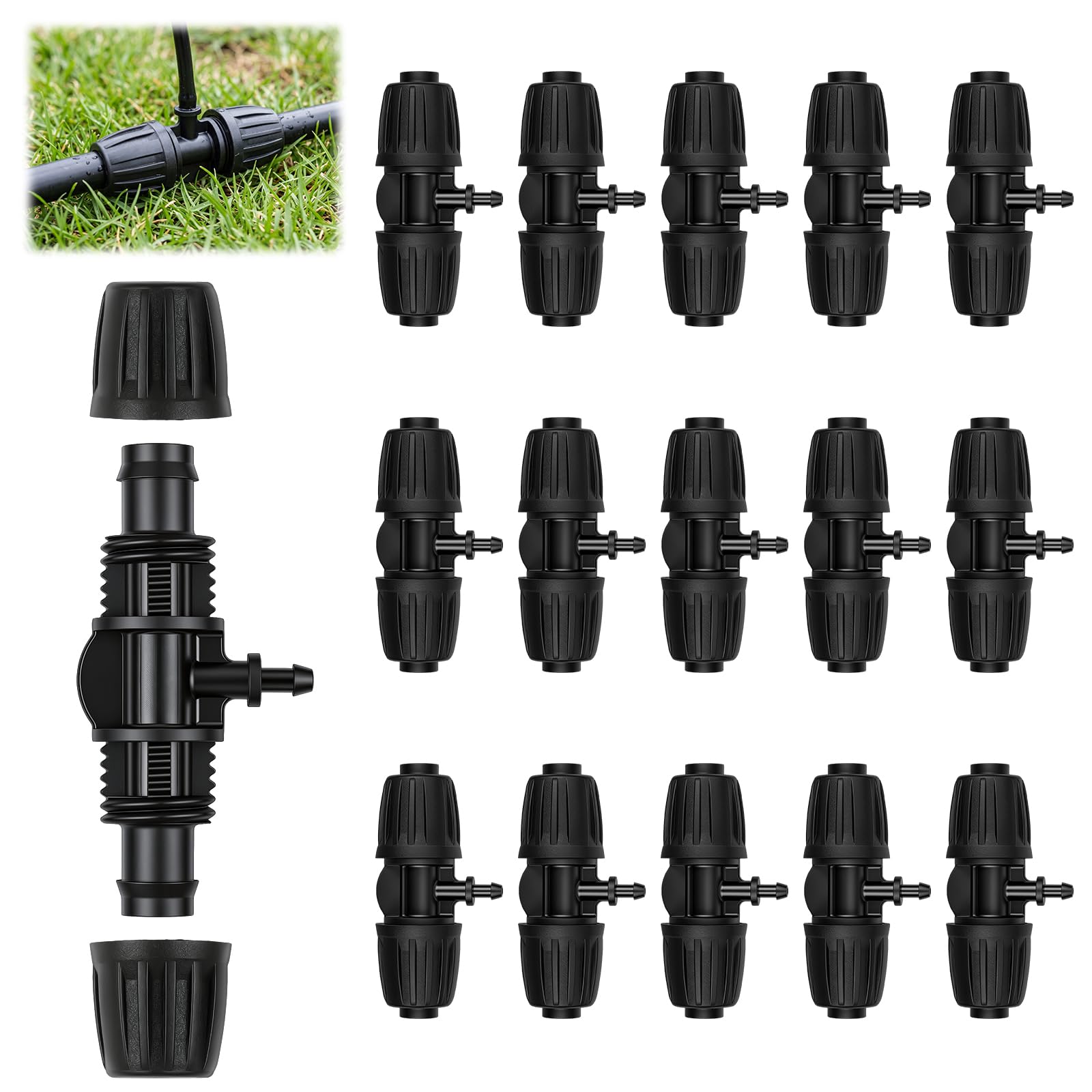 Packung Mit 15 T-stücken Mit Widerhaken Für Bewässerungsschläuche (adapter Von 13/16 Mm Auf 4/7 Mm)