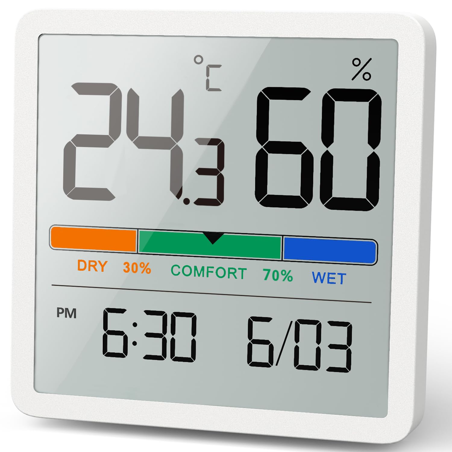 Magnetisches Thermometer-hygrometer Für Den Innenbereich Mit Hochauflösendem Display, Digitales Thermometer-hygrometer