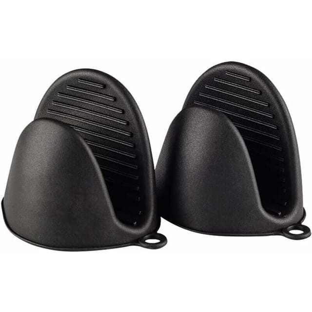 Guanto da forno spesso in silicone - Mini guanto da forno resistente al calore - per cottura al forno, cottura, barbecue - Nero
