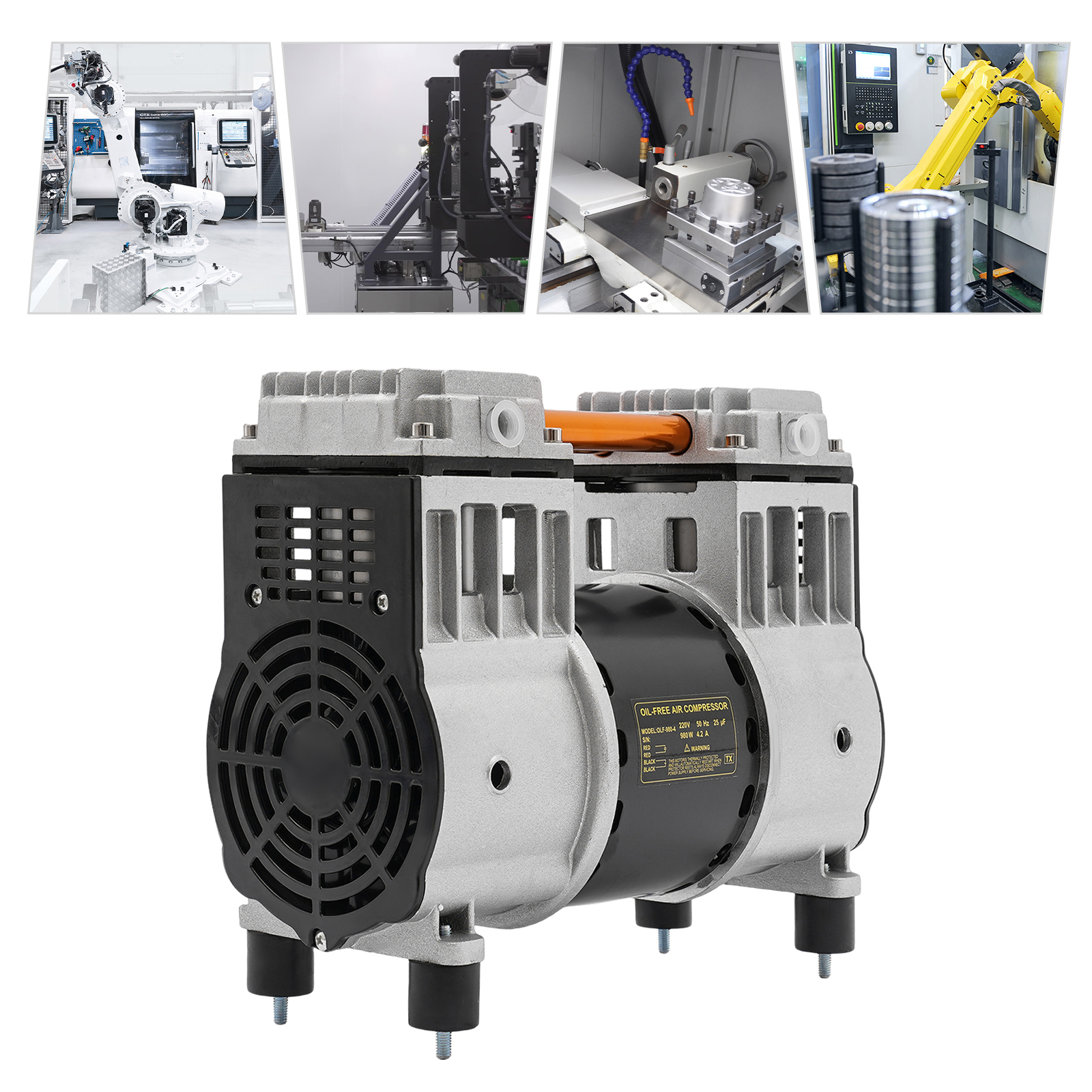 Yissale-980w Luftkompressor Pumpenkopf Mit Kondensatordraht - Leistungsstarker Ersatz-kompressorkopf Für Werkstatt, Baustelle Und Kfz-reparatur, Geeignet Für Maschinenbau, Elektronik Und Industrie, Ro