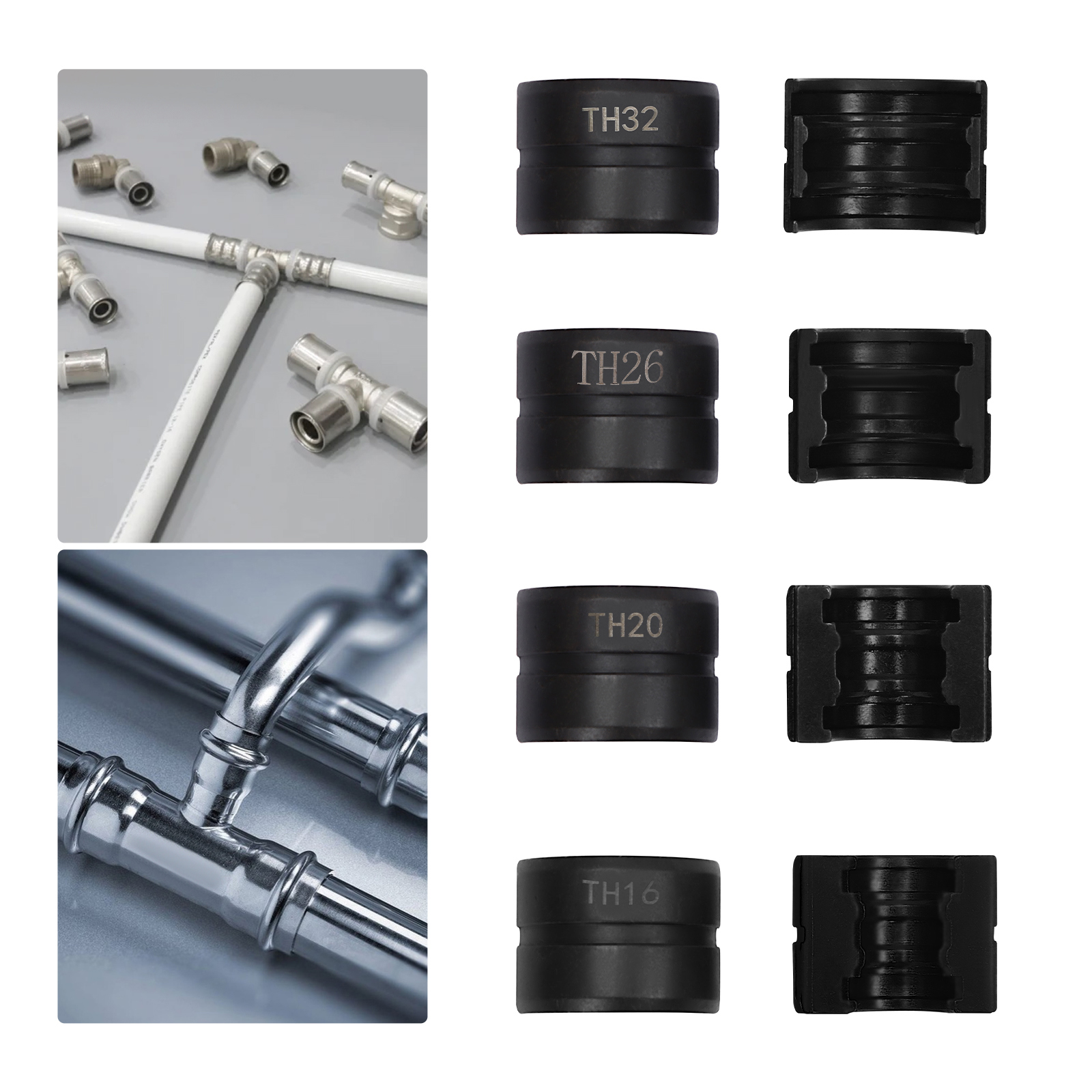 Yissale-4‑teiliges Pressbacken-set Für Rohrpresszangen - Th16/20/26/32 Mm Crimpmatrizen Für Aluminium-kunststoff-rohre, Geeignet Für Brückenbau, Elektroindustrie, Schiffbau Und Bauwesen, Robust Und Pr