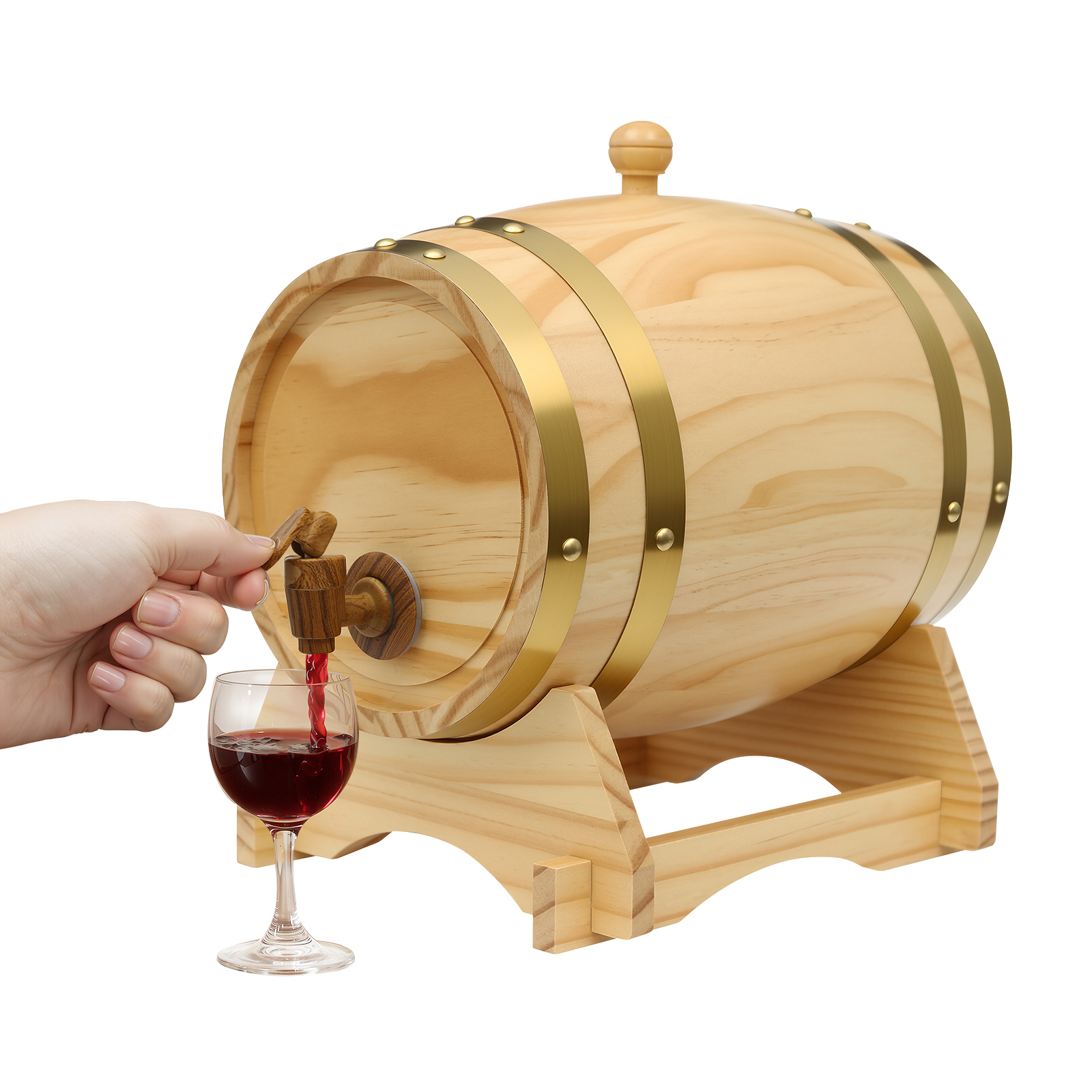 Yissale-5-liter-weinfass Aus Holz Mit Halterung Holzfass Für Whisky, Wein Oder Branntwein