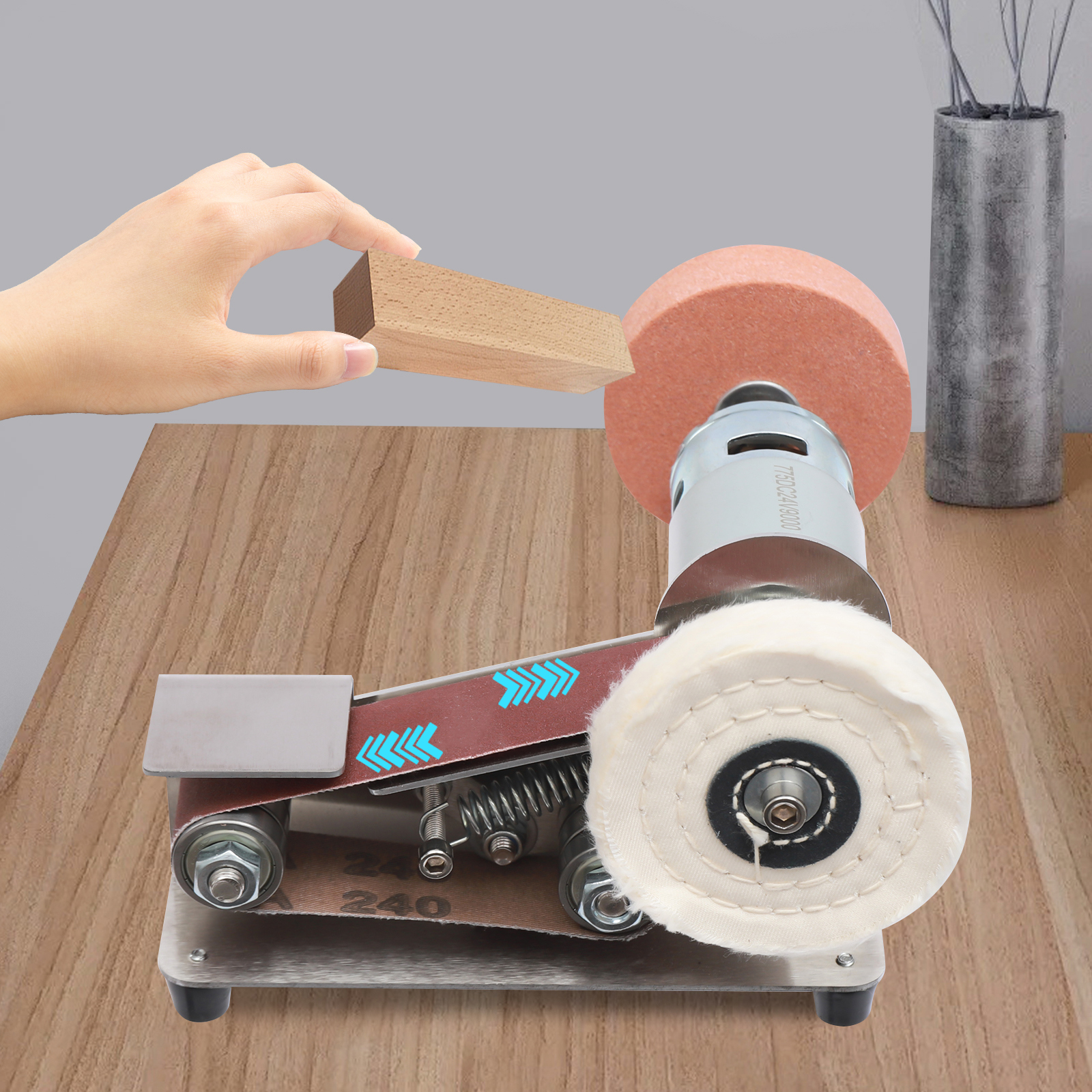 Yissale-mini-bandschleifmaschine – Elektrische Bandschleifmaschine, 7-stufig Einstellbar (geeignet Für Metallbearbeitung, Werkzeugbau-sets, Werkzeugschleifmaschinen, Heimwerker-holzbearbeitung Usw.)