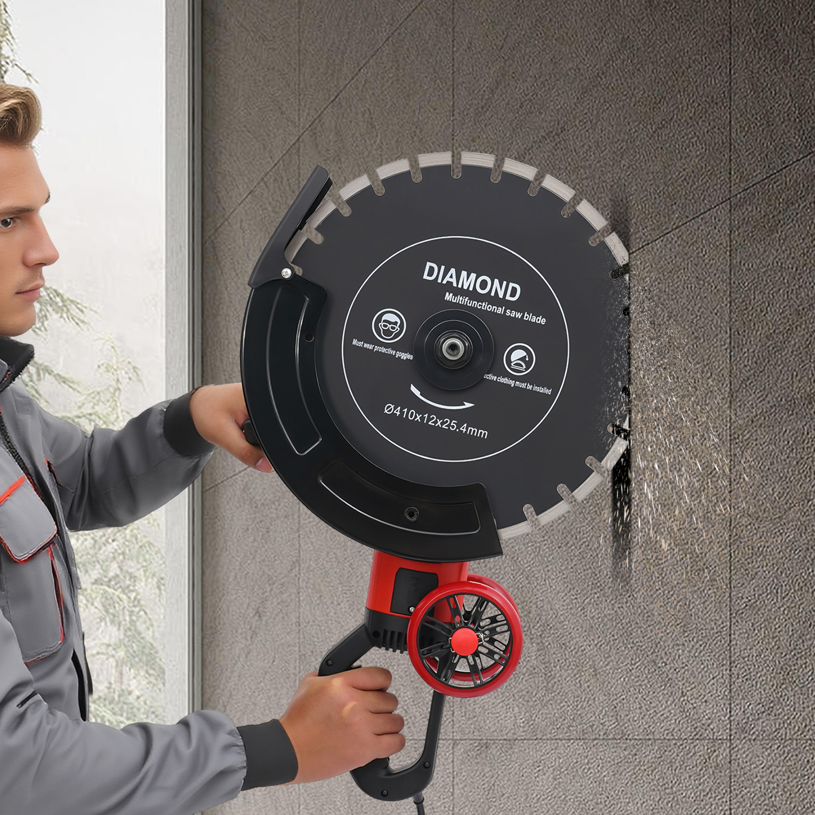Yissale-elektrische Beton-trennsäge Mit Sägeblatt Und Rollführung - Vielseitige Kreissäge Für Stein, Beton, Granit, Ziegel Und Asphalt, Austauschbare Sägeblätter Auch Für Holz Und Metall, Ideal Für Ba
