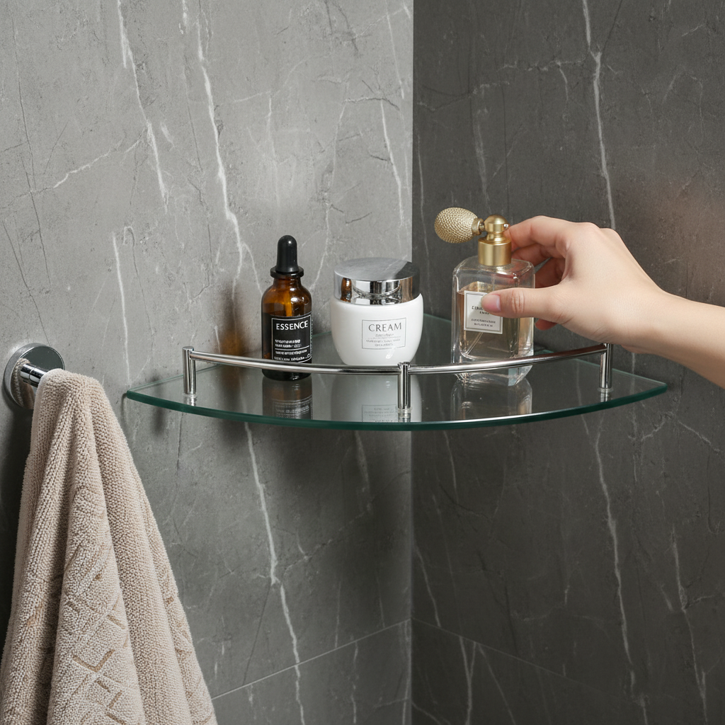 Yissale-badezimmer Eckregal Duschregal Glas Wandmontage Edelstahlregal Eckregal