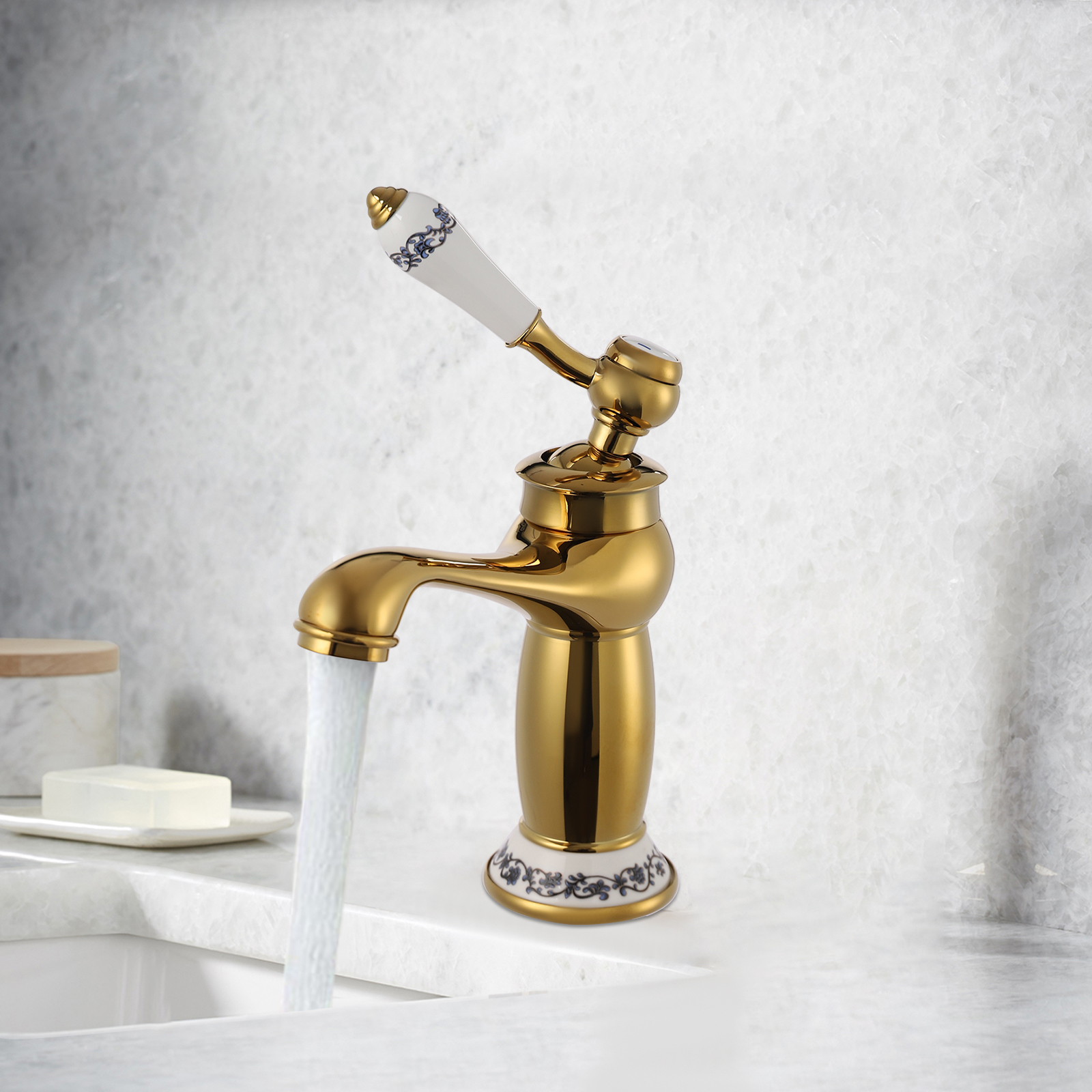 Yissale-lampenmodell Gott Vintage Messing Wasserhahn Waschbecken Wasserhahn Küchenspüle Einhebelmischer Wasserhahn Goldfarbe