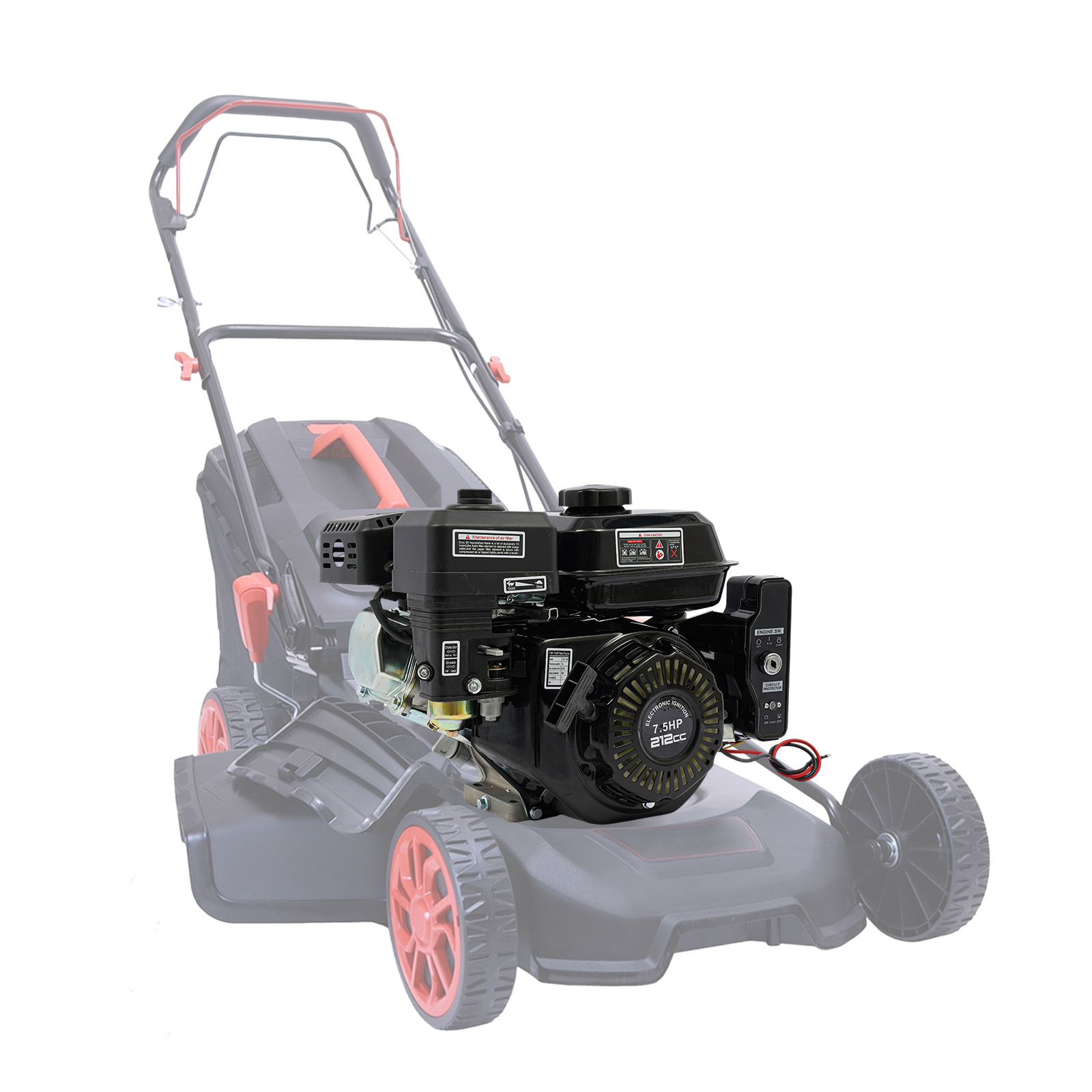 Yissale-benzinmotor Mit Horizontaler Welle, 212 Ccm, 7,5 Ps Go-kart-benzinmotor, Ohv-rückstoß-/elektrostart Einzylinder-benzinmotoren Für Go-karts, Holzspalter, Luftgekühlt