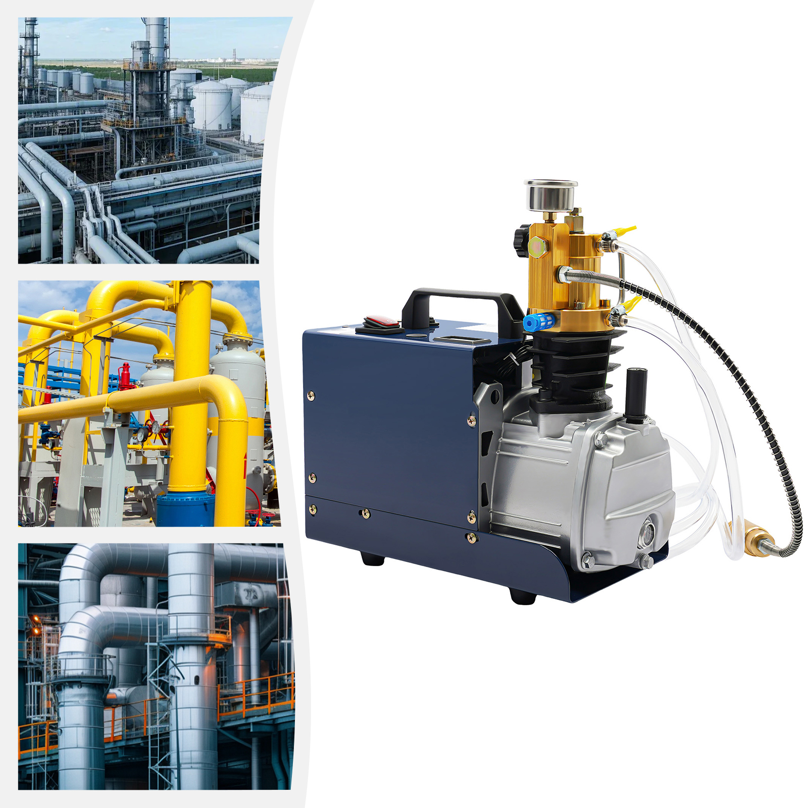 Yissale-pcp Hochdruckluftkompressor - Tragbarer Mini-kompressor Für 0,22 Gal Behälter, Ventile & Rohrleitungen, 4500 Psi / 300 Bar