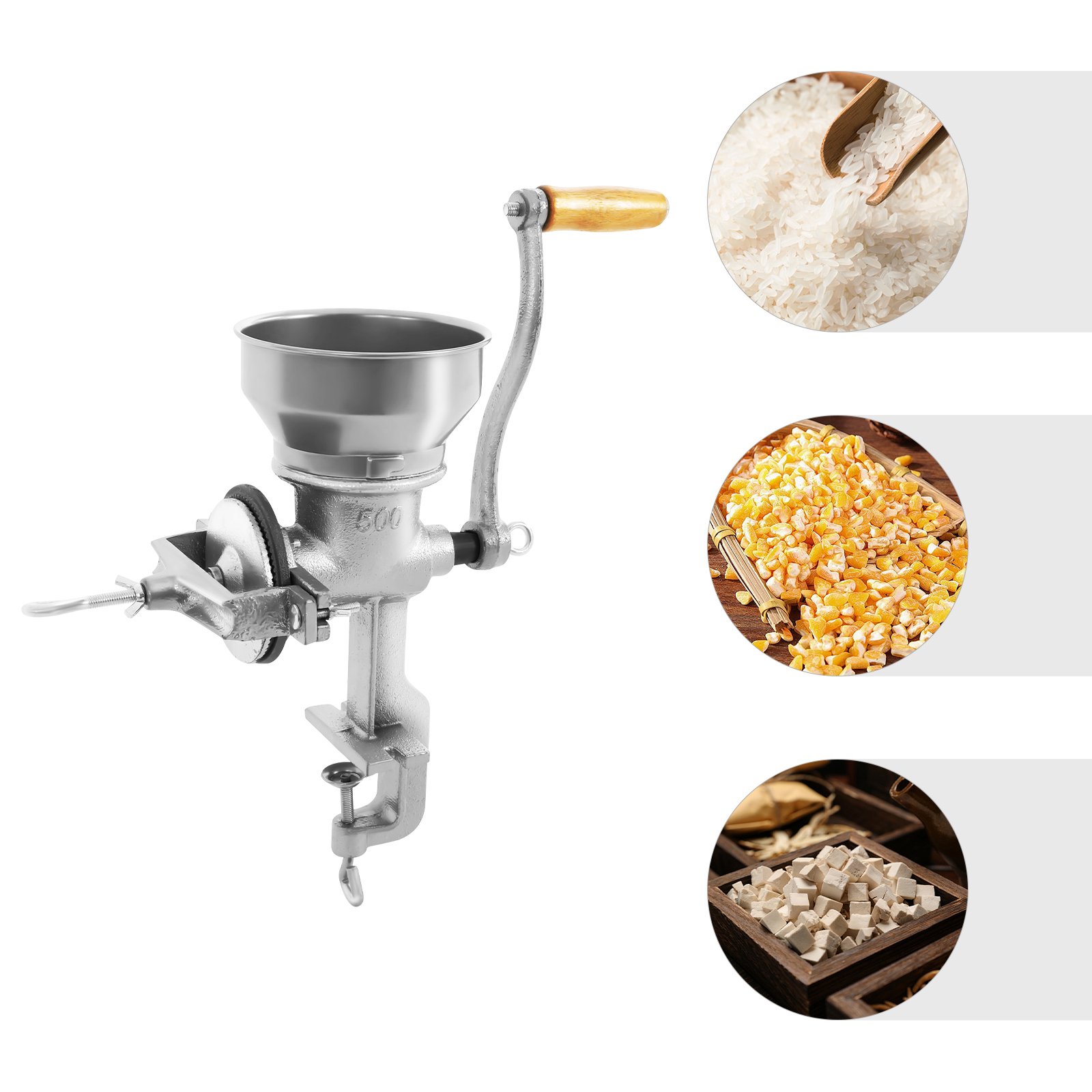 Yissale-manuelle Getreidemühle Mit Handkurbel - Vielseitiges Mahlwerkzeug Zum Zerkleinern Von Getreide, Bohnen, Kaffee, Nüssen, Weizen Und Mais, Geeignet Für Haushalt, Restaurant Und Gewerbliche Verar