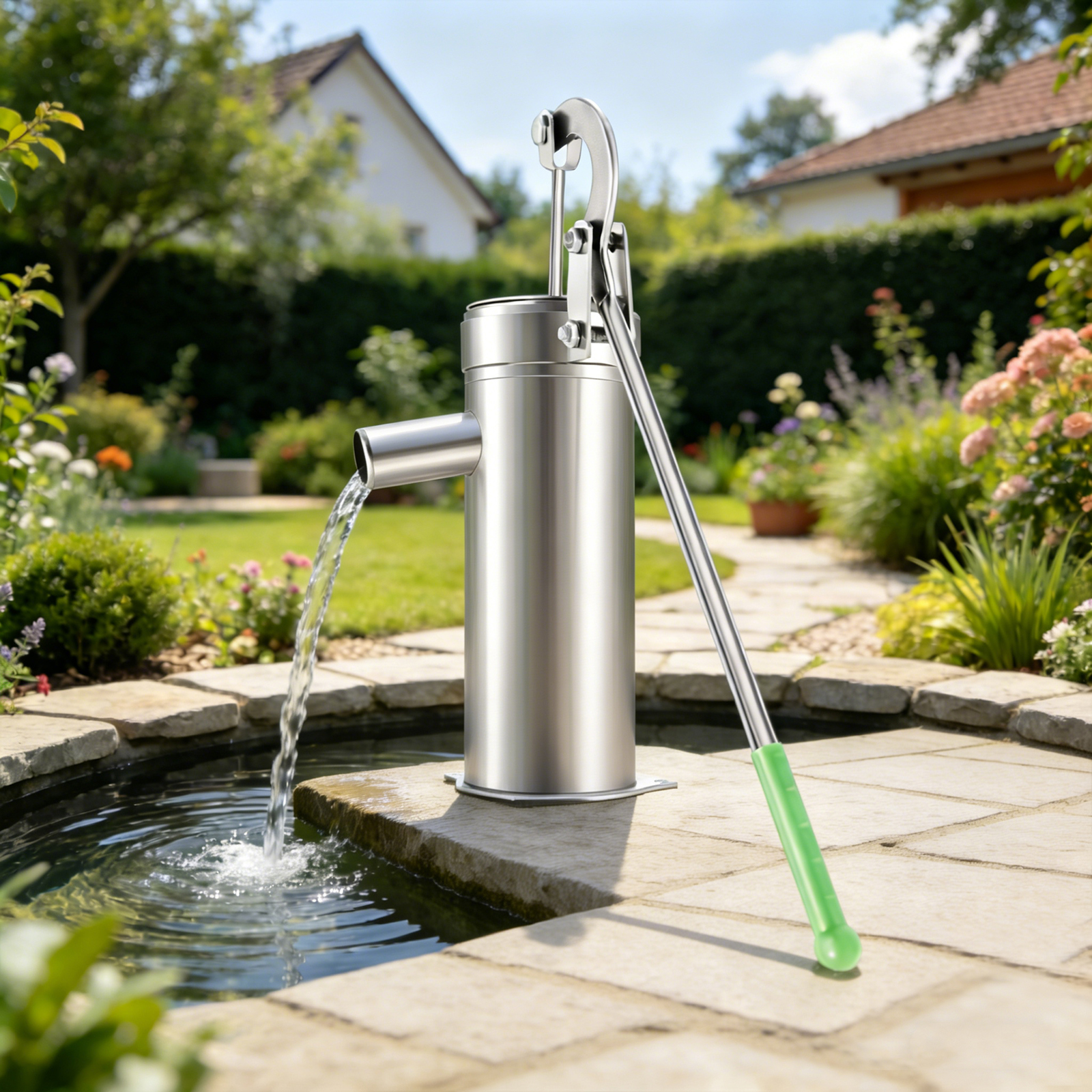 Yissale-edelstahl-handpumpe Für Brunnenwasser - Manuelle Saugpumpe Zur Wasserförderung Aus Grundwasser, Ideal Für Garten, Park, Teich Und Landschaftsbau, Robust Und Korrosionsbeständig