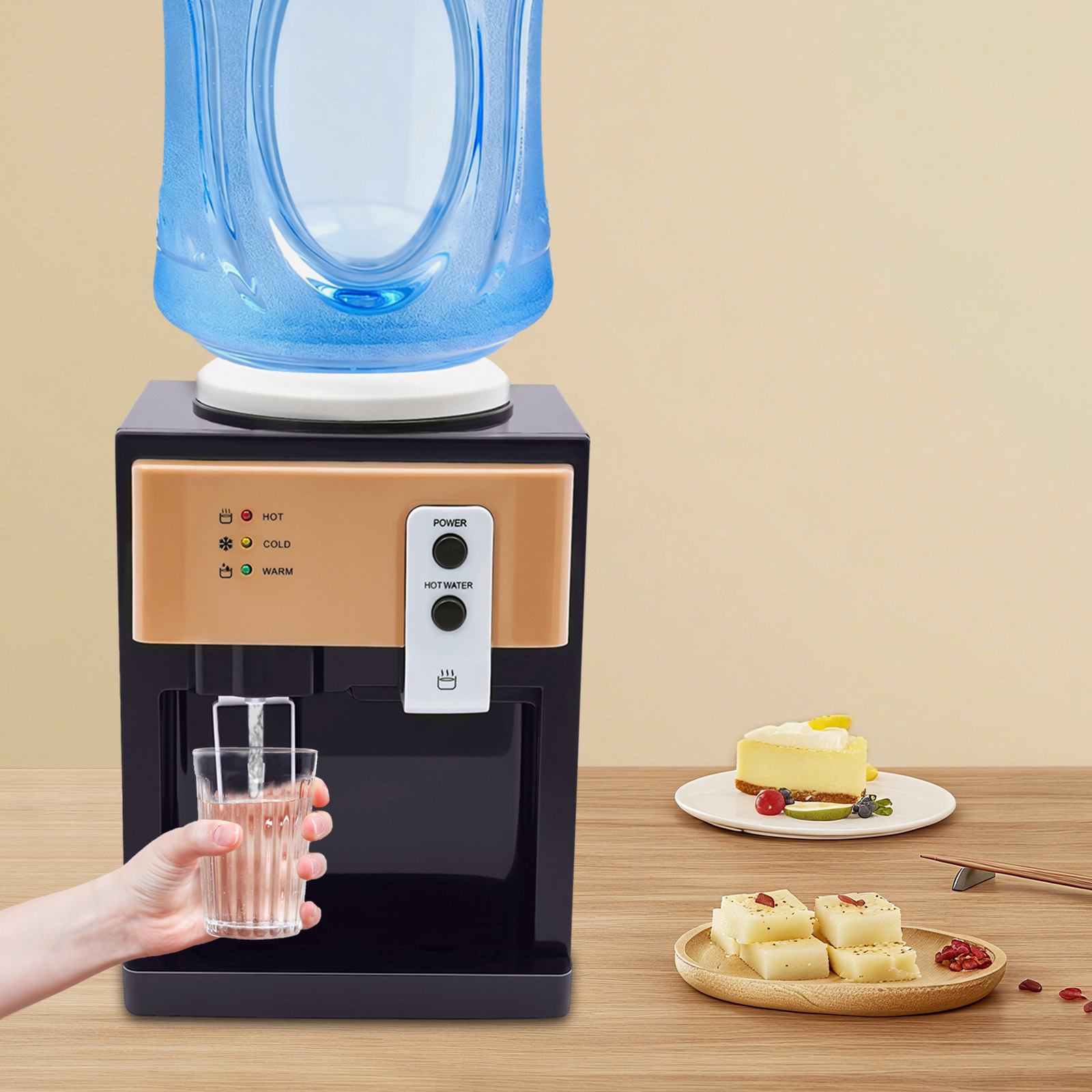 Yissale-tisch-wasserspender Für Heiß- Und Kaltwasser - Elektrischer Getränkespender Mit Temperaturwahl, Kompatibel Mit 3,5–18,9 L Wasserflaschen, Geeignet Für Schreibtisch, Nachttisch