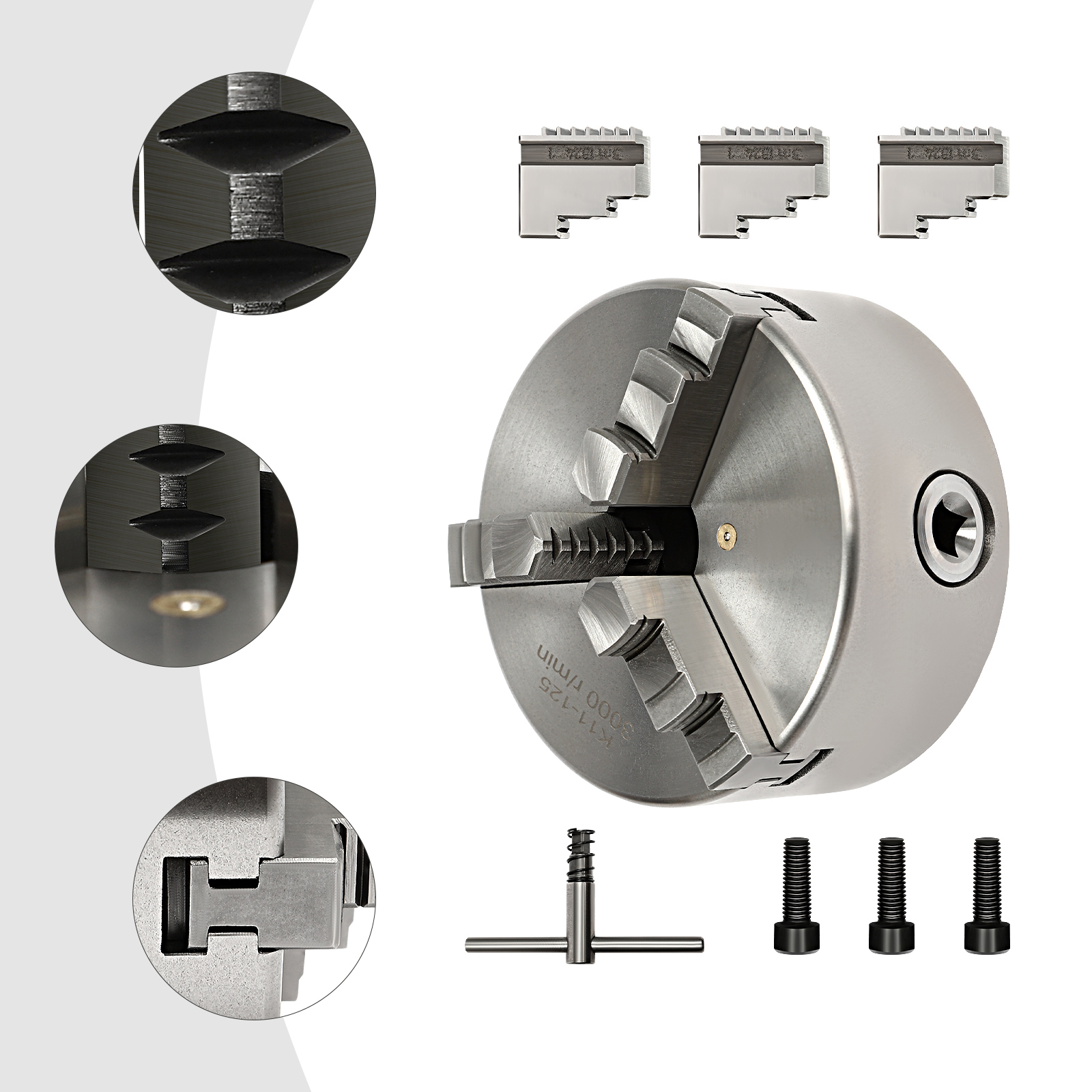 Yissale-präzisions-3-backenfutter 125 Mm 3-backenfutter Für Cnc-drehmaschine Futter