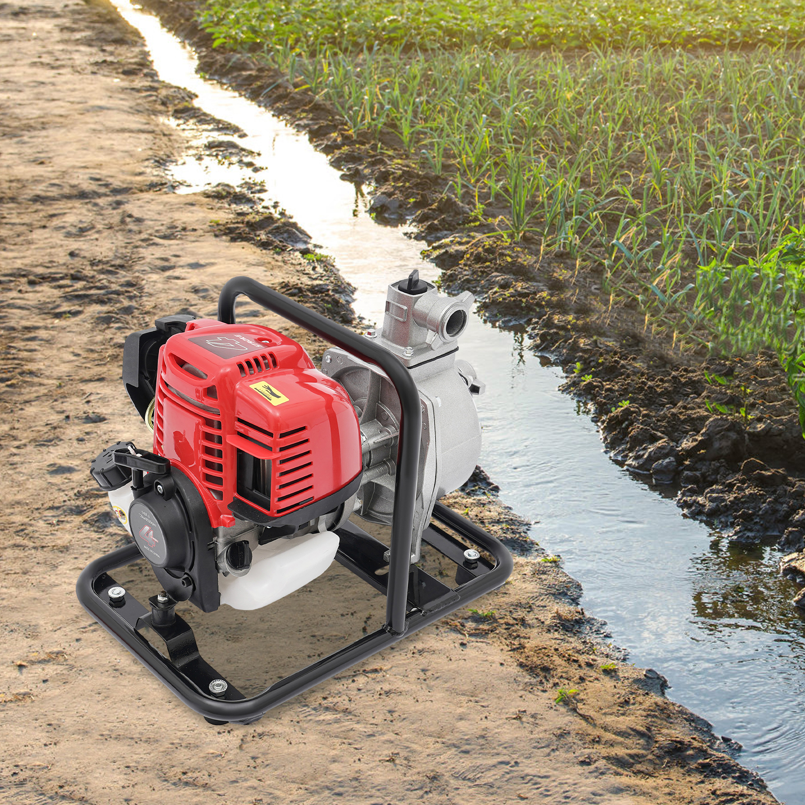 Yissale-benzin-wasserpumpe, Tragbare Wasserpumpe Mit 38-cm³-viertakt-benzinmotor Wasserförderpumpe Luftgekühlte Einzylinder-hochdruck-bewässerungspumpe Bewässerungspumpe Für Garten Und Rasen