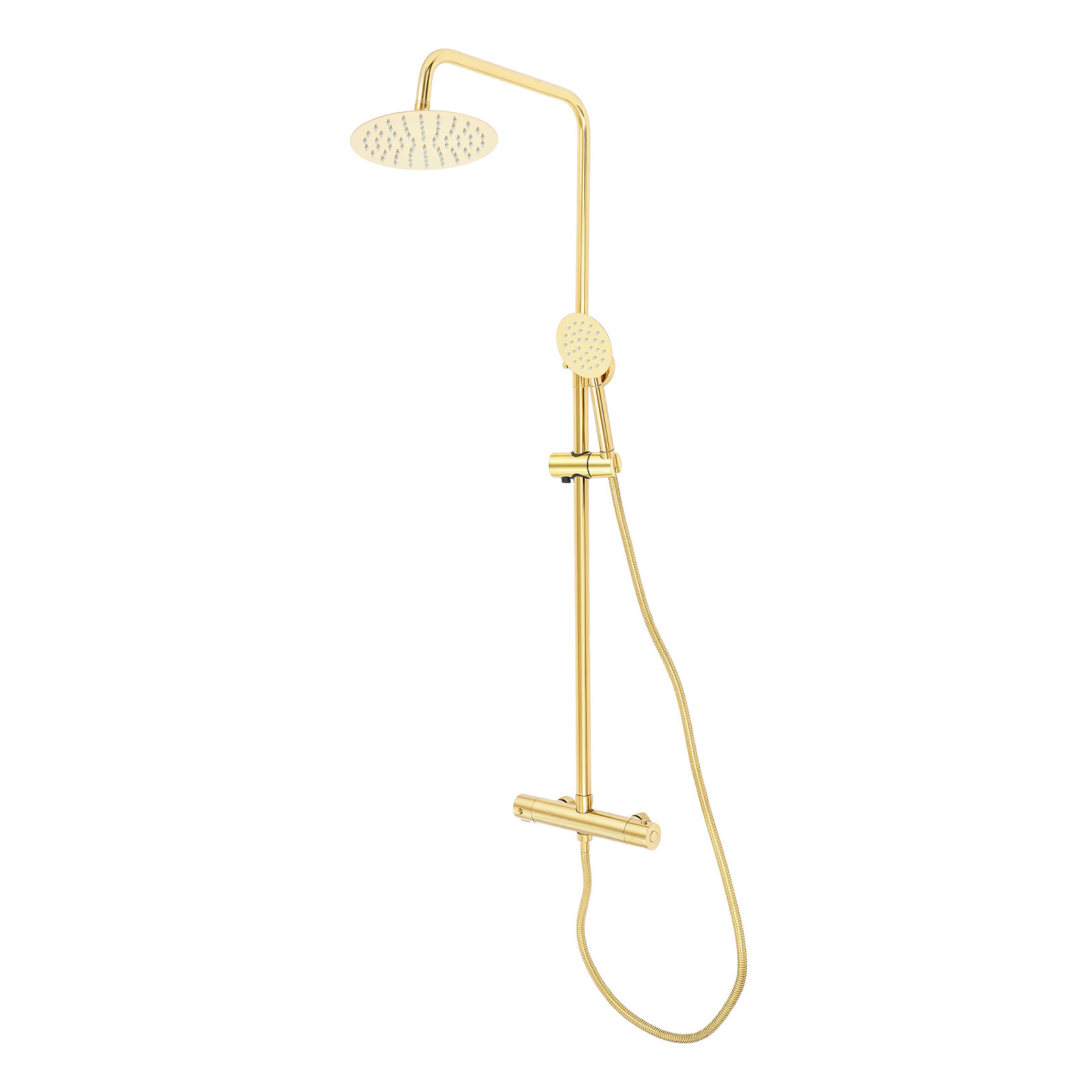 Yissale-thermostat-duschsystem Mit Regenbrause Und Anti-kalk-funktion - Brausegarnitur Aus Messing Gold Inklusive Brausestange, Ideal Für Haushalt, Hotel, Schule, Schwimmbad Und Fitnessstudio