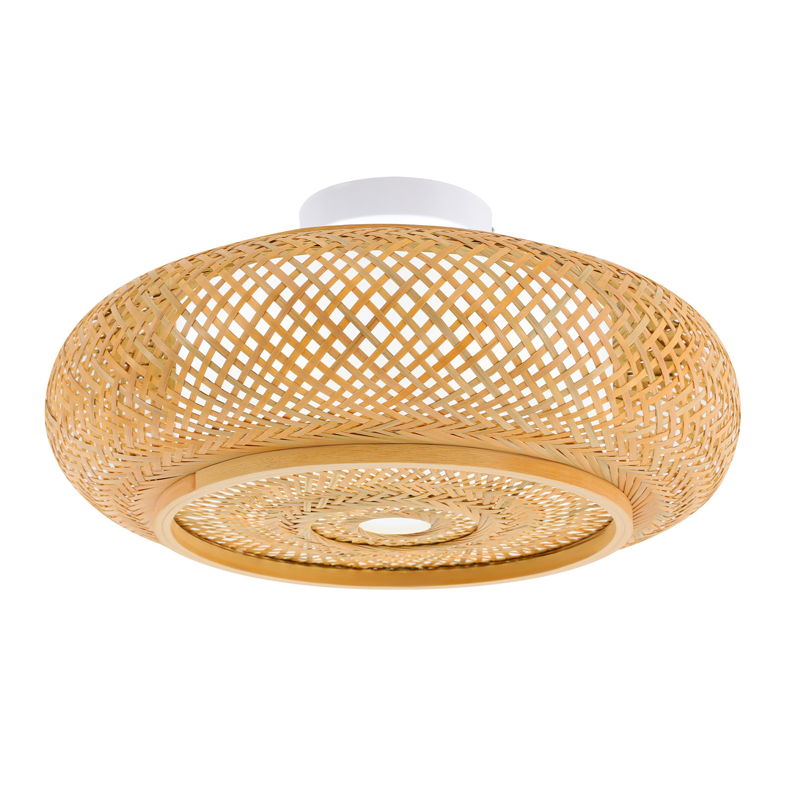 Yissale-led-deckenleuchte Bambus-stil Handgewebte Led-pendelleuchte E27 Retro-deckenleuchte Rattan-lampe Holzbeleuchtung Deckenleuchte Landhaus-stil 40cm