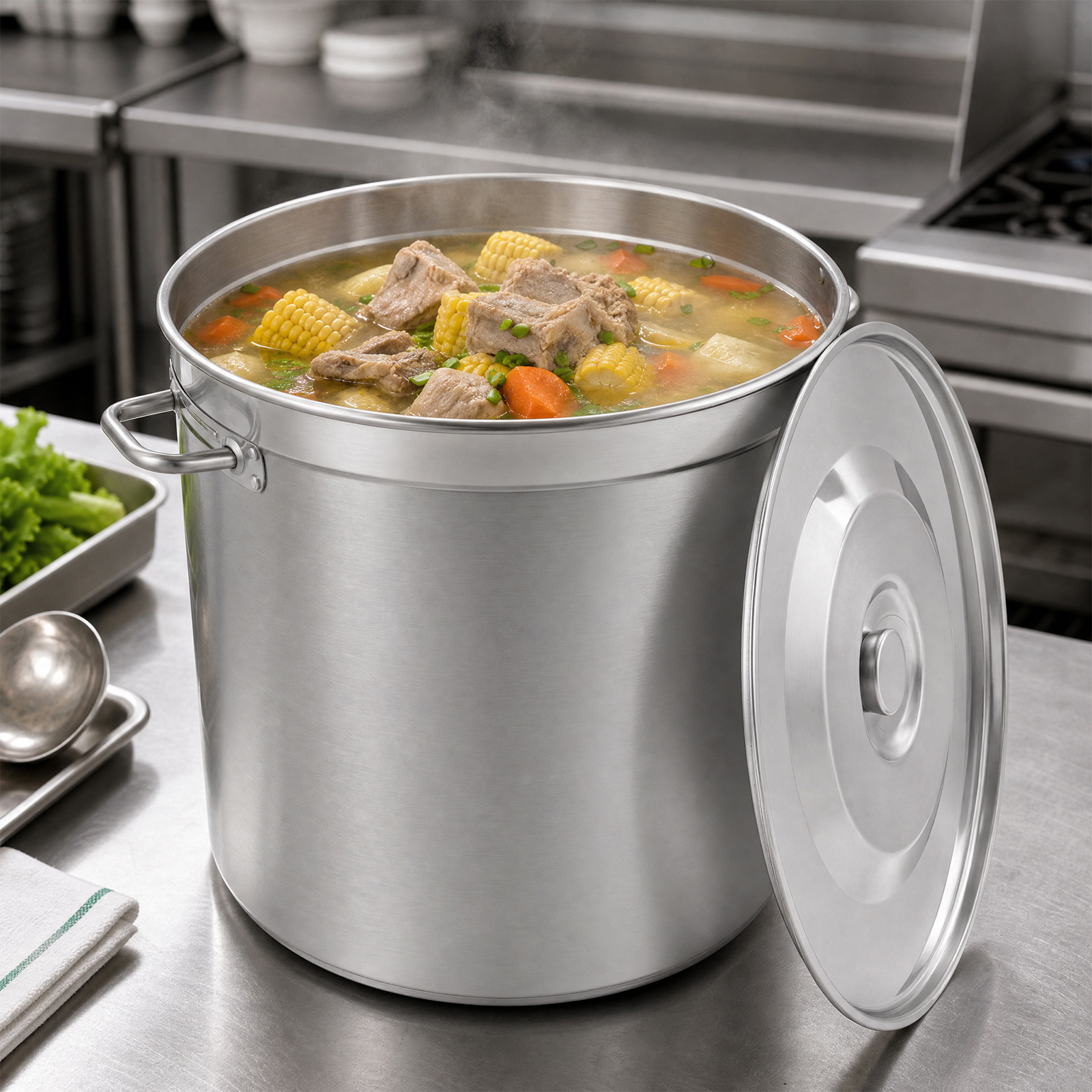 Yissale-edelstahl-suppentopf 98 Liter - Großer Kochtopf Für Spaghetti, Krebse, Eintöpfe Und Gumbo, Geeignet Für Induktions-, Gas-, Elektro- Und Keramikherde, Ideal Für Haushalt, Restaurant, Hotel Und