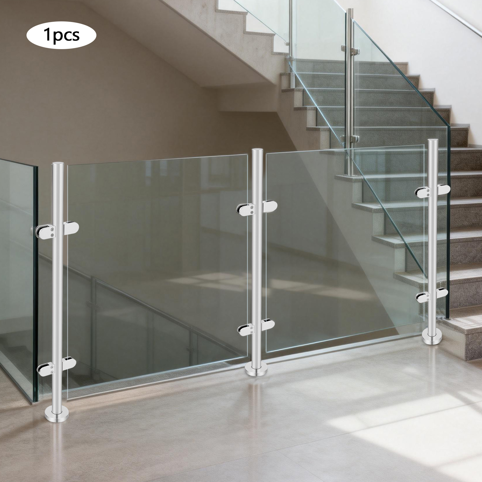 Yissale-edelstahlgeländer 110cm Mittelpfosten Edelstahlgeländer Balkongeländer Balkonleiter Terrassenleiter Bodenpfosten