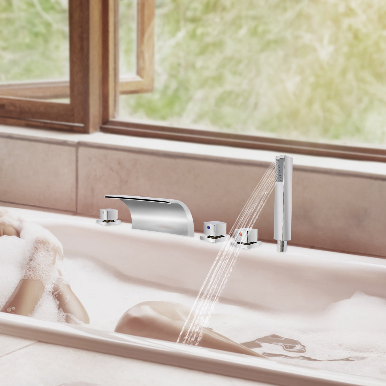 Yissale-wasserfall-wasserhahn Für Badezimmer - Breiter Wasserlauf, Einhebelmischer, Moderne Armatur Für Waschbecken, Küche & Hotel