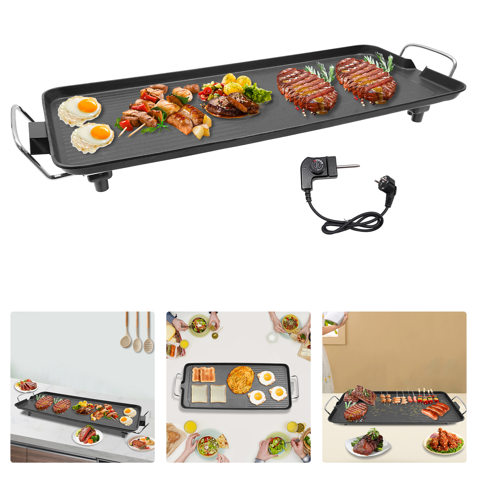 Yissale-elektrogrill Für Outdoor Und Camping - Tragbarer Barbecue-grill Mit Leistungsstarker Heizung, Ideal Für Garten, Picknick, Strand Und Party, Zum Grillen Von Steak, Fisch, Würstchen Und Gemüse,