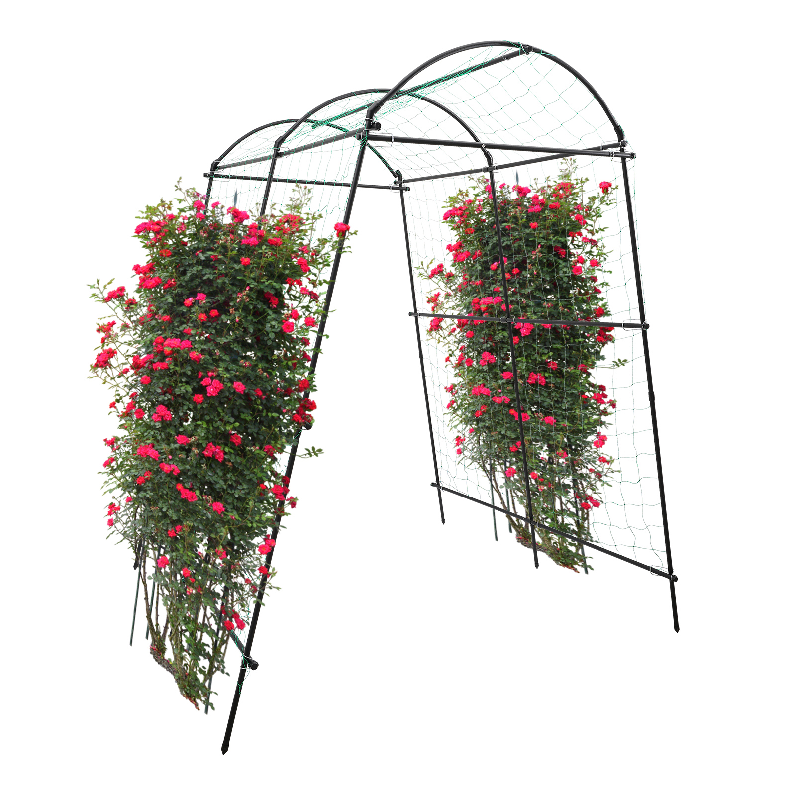 Yissale-230 Cm Schwarzes Stahlgitter Mit Netz, Stütze Für Gartenkletterpflanzen, Garten-tunnelstütze, Stütze