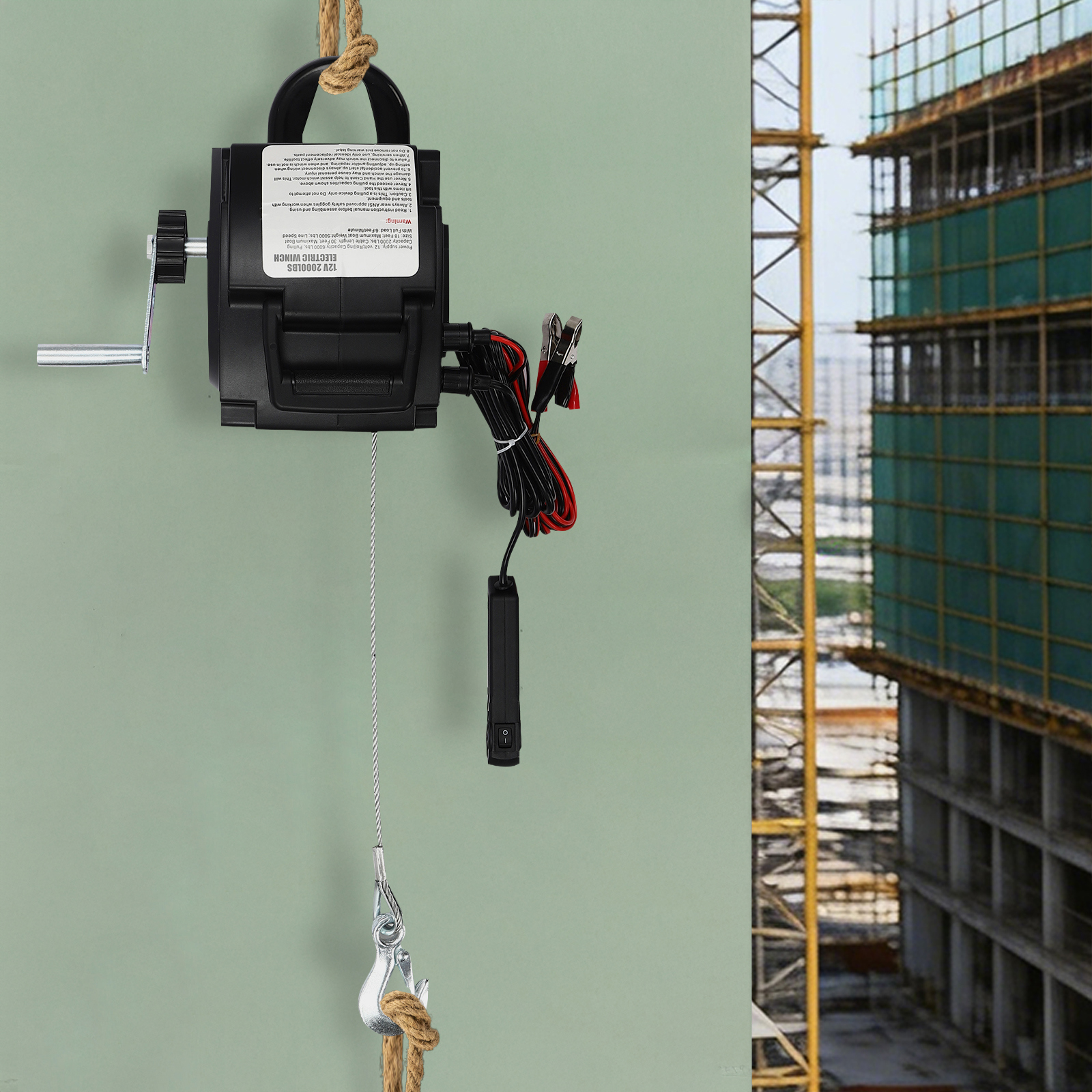Yissale-12v Tragbare Kabelgebundene Fernbedienung Elektrische Winde 906kg Electric Winch