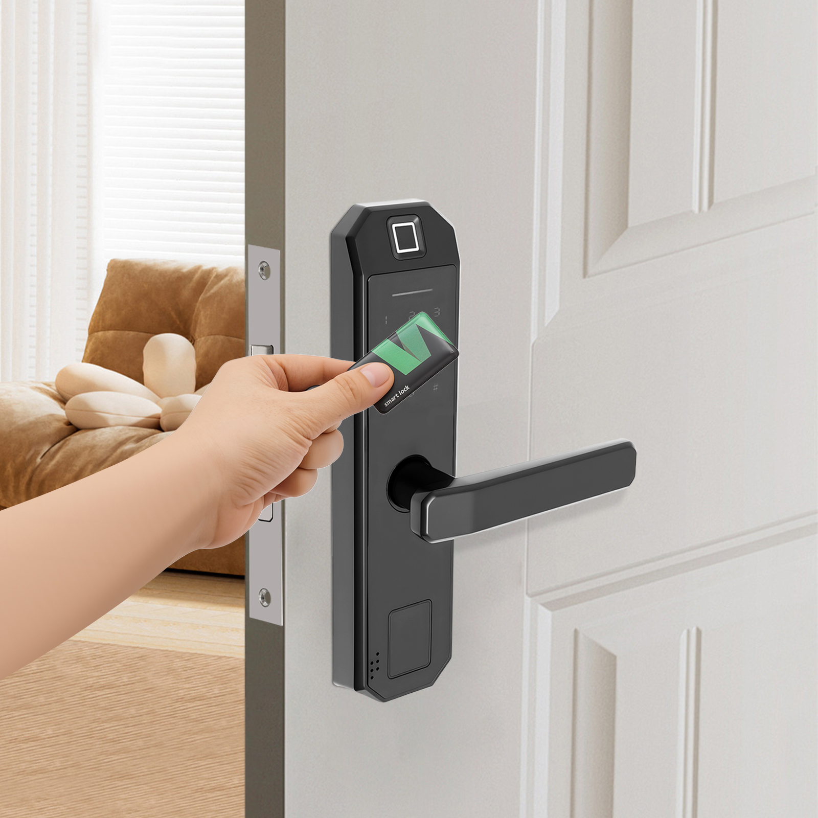 Yissale-fingerabdruckschloss Für Eingangstüren - Intelligentes Türschloss Mit Biometrischer Erkennung, Passend Für Holz-, Innen- Und Aluminiumtüren (35–50 Mm), Vielseitig Einsetzbar In Haushalten, Hot