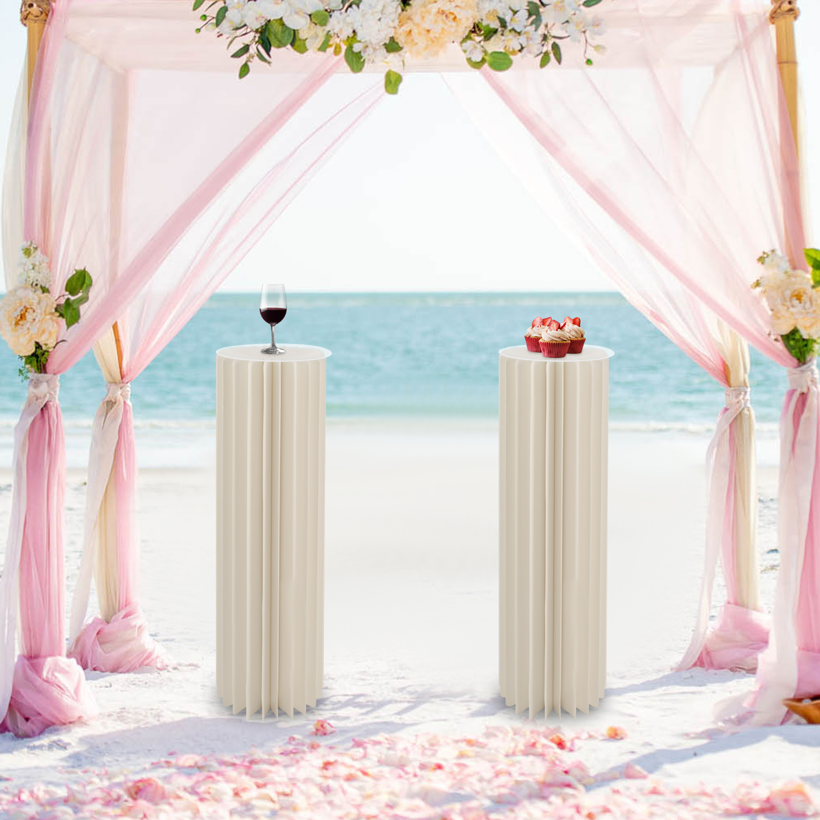 Yissale-2pcs Blumenständer Aus Pappe 100cm Hoch 20 Mal Faltbar 2pcs Vasenständer Zylindrisch Geometrisch Für Hochzeit Vase Aus Pappe