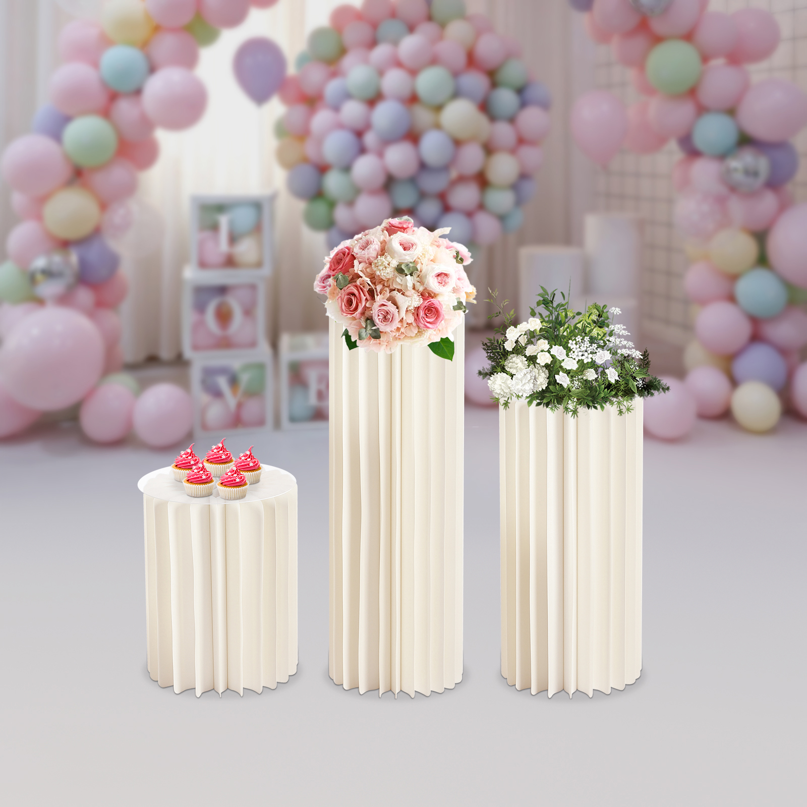 Yissale-3 Stück Blumenkasten Aus Pappe + Pvc-platte 40cm 60cm 80cm 3 Stück Hochzeits-tischmittelpunkt Pappvase Mit Acrylscheiben, Standdisplay
