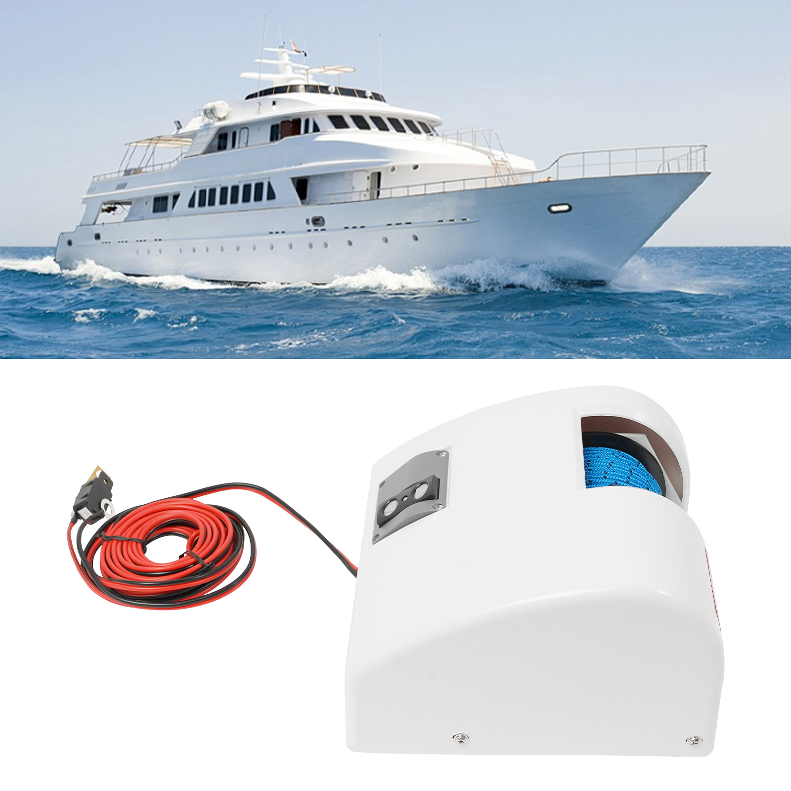 Yissale-elektrische Ankerwinde Für Boote Mit Drahtloser Fernbedienung Marine Salzwasser 25 Lbs Elektrische Ankerwinde 30 M 12 V Weiß Salzwasser Für Anker Bis 11.3 Kg