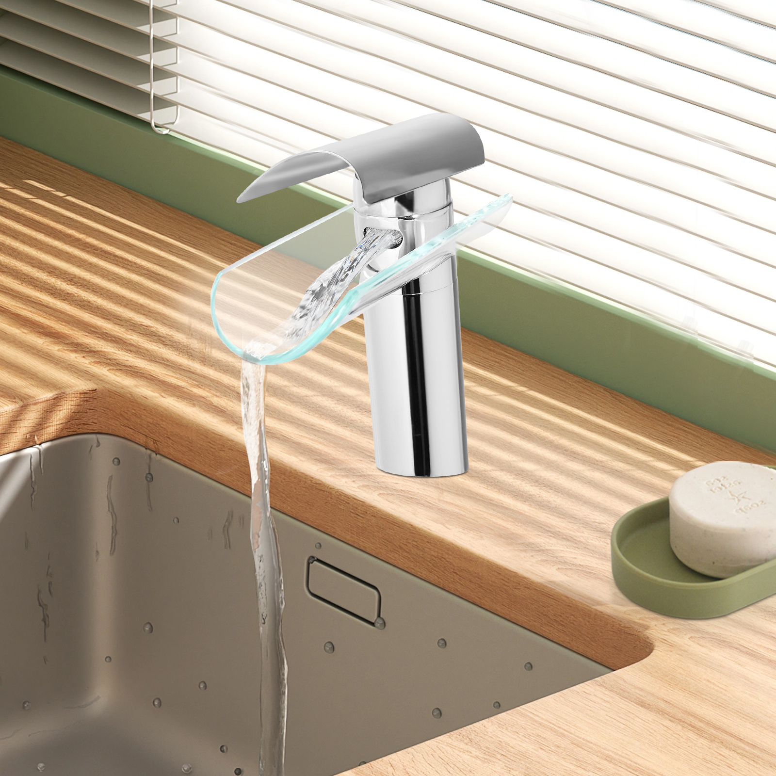 Yissale-glas Wasserhahn Waschbecken Wasserfall Badezimmer Wasserhahn Modernes Bad