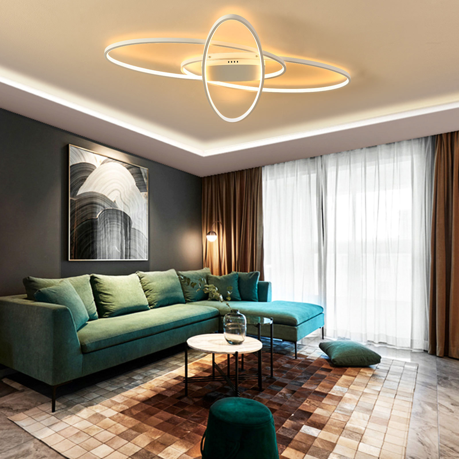 Yissale-led-deckenlampe, 70w 5600lm Mit Fernbedienung, Dimmbar Warmweiß/neutralweiß/kaltweiß 3000k-6500k, Für Wohnzimmer Schlafzimmer Küche Beleuchtung Halle Balkon (weiß)