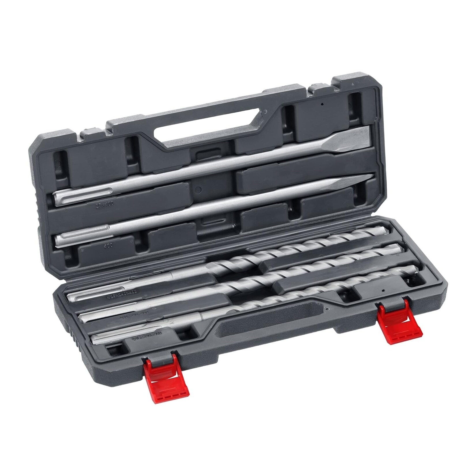 SDS-Max Hammerbohrer und Meißel-Set für Bohrhammer, 5-teiliger Stein- u. Beton-Meissel/Bohrer Satz im Kunstoff-Koffer - KWB