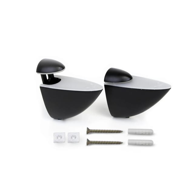 Satz Pelicano Regalträger-Set aus Holz oder Glas, Kunststoff und Zamak, Schwarz lackiert - Emuca