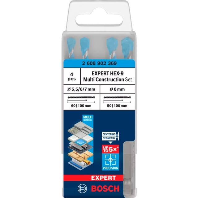 Expert HEX-9 Multi Construction Bohrer-Set, 5,5/6/7/8 mm, 4-tlg.
